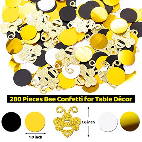 360 Pieces Bee Confetti Gold Glitter Bee Confetti Circle Confetti for Bee Themed Party, Baby Shower, Table Decoration