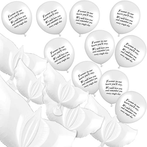 Skylety 40 Pcs Funeral Balloons Set, 10 Pcs Peace Dove Balloons White Memorial Balloons and 30 Pcs White Funeral Balloons to Release for Condolence Funeral Anniversary Memorial Services