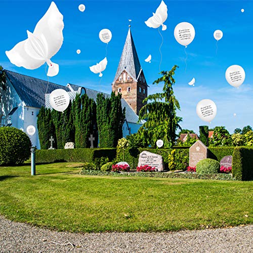 Skylety 40 Pcs Funeral Balloons Set, 10 Pcs Peace Dove Balloons White Memorial Balloons and 30 Pcs White Funeral Balloons to Release for Condolence Funeral Anniversary Memorial Services