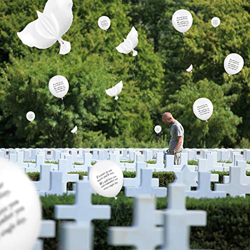 Skylety 40 Pcs Funeral Balloons Set, 10 Pcs Peace Dove Balloons White Memorial Balloons and 30 Pcs White Funeral Balloons to Release for Condolence Funeral Anniversary Memorial Services