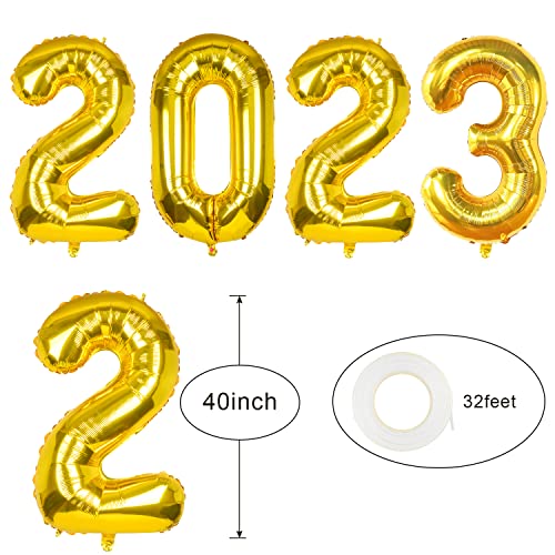 40 Inch 2023 Gold Foil Number Balloons For 2023 New Year Eve Festival Party Supplies Graduation 