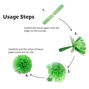 Large Lucky Green Party Decorations, 18pcs Tissue Paper Pom Poms of 14in, 12in, 10in for Birthday Celebration Wedding Party Fiesta St. Patrick's Day Indoor and Outdoor Decorations