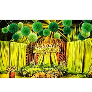 Large Lucky Green Party Decorations, 18pcs Tissue Paper Pom Poms of 14in, 12in, 10in for Birthday Celebration Wedding Party Fiesta St. Patrick's Day Indoor and Outdoor Decorations