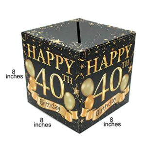 Buildinest 40th Birthday Party Decorations Box – Cheers to 40 Years, 40 Birthday Party Supplies – 1 Set(Box-40-BLK)