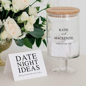 WEDDINGSTAR Personalized Glass Wedding Wishes Guest Book Jar - Classic Couple