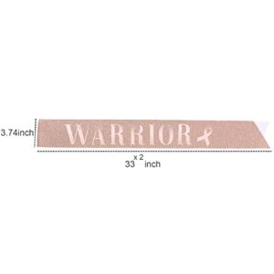 Tihuprly Survivor Cancer Free Party Decorations Included Rose Gold "WARRIOR" Foil Balloons + 20 Latex Balloons +1 Rose Gold Glitter " WARRIOR" Sash - Beat Cancer Breast Cancer Protection Banner
