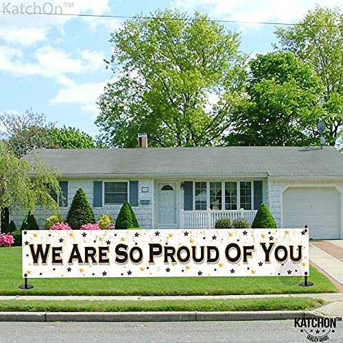 We Are So Proud of You Banner - 120x20 Inch | Graduation Yard Sign for Graduation Party Decorations 2023 Black and White | Congratulations Banner for Congratulations Decorations | Graduation Banner