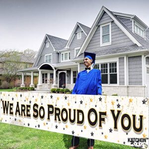 We Are So Proud of You Banner - 120x20 Inch | Graduation Yard Sign for Graduation Party Decorations 2023 Black and White | Congratulations Banner for Congratulations Decorations | Graduation Banner