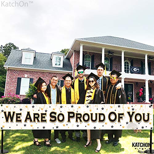 We Are So Proud of You Banner - 120x20 Inch | Graduation Yard Sign for Graduation Party Decorations 2023 Black and White | Congratulations Banner for Congratulations Decorations | Graduation Banner