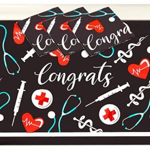 sparkle and bash 2022 nurse graduation party supplies, congrats table covers (54 x 108 in, 3 pack)