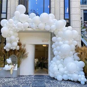 saneryi white balloons garland arch kit (pack of 150) matte latex balloon different sizes for wedding baby shower decorations (18 10 5 inch)
