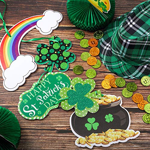 St. Patrick's Day Door Sign St. Patrick's Day Themed Hanging Welcome Sign Irish Hanging Door Decor with Shamrock Leprechaun High Hat Wall Sign Ornament for St. Patrick's Day Decoration