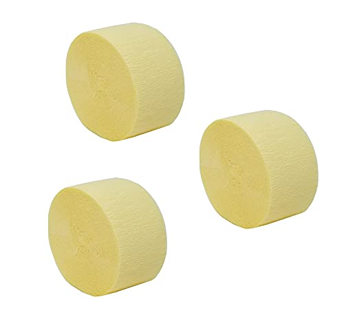 Light Yellow Crepe Paper Streamers Made in USA (3 Rolls Light Yellow)