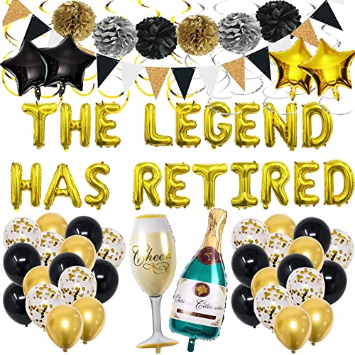 Retirement Party Decorations for Women Happy Retirement Decorations for Men Retirement Balloons The Legend Has Retired Balloons Retirement Banner Backdrop Supplies for Work Party Events, Gifts Favors