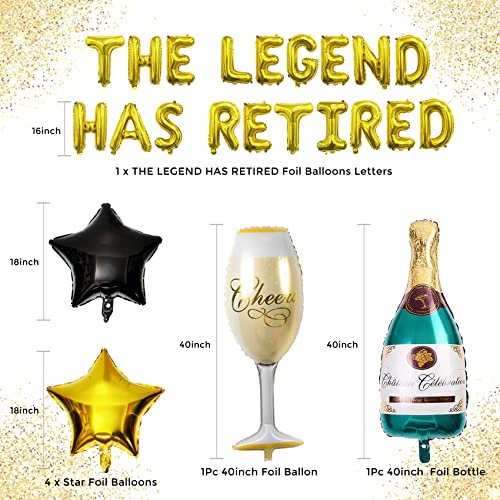 Retirement Party Decorations for Women Happy Retirement Decorations for Men Retirement Balloons The Legend Has Retired Balloons Retirement Banner Backdrop Supplies for Work Party Events, Gifts Favors