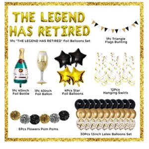 Retirement Party Decorations for Women Happy Retirement Decorations for Men Retirement Balloons The Legend Has Retired Balloons Retirement Banner Backdrop Supplies for Work Party Events, Gifts Favors