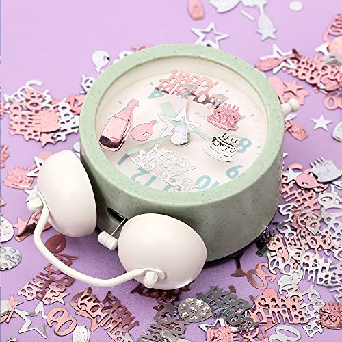 60th Birthday Confetti Rose Gold Number 60 Happy Birthday Party Confetti Metallic Foil Balloon Star Birthday Cake Table Scatter Confetti for 60 Birthday Party Anniversary Decorations, 1.6OZ