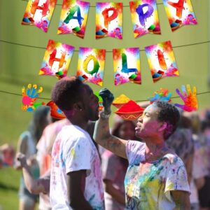 Holi Decorations Banner, No-DIY Glitter Happy Holi Banner and Happy Holi Decorations Garland, Colorful Holi Banner for Holi Festival Decorations, Holi Party Supplies Holi Decorations Outdoor Indoor
