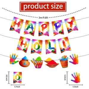 Holi Decorations Banner, No-DIY Glitter Happy Holi Banner and Happy Holi Decorations Garland, Colorful Holi Banner for Holi Festival Decorations, Holi Party Supplies Holi Decorations Outdoor Indoor