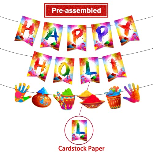 Holi Decorations Banner, No-DIY Glitter Happy Holi Banner and Happy Holi Decorations Garland, Colorful Holi Banner for Holi Festival Decorations, Holi Party Supplies Holi Decorations Outdoor Indoor