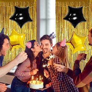 40th Black Gold Party Decoration, Happy Birthday Banner, Foil Fringe Curtains Number 40 Foil Balloon, Paper Dots Garland, Star Foil Balloons for Men Women Birthday Party Décor