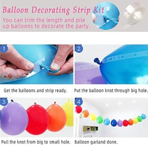 Balloon Arch Garland Decorating Strip Kit with 1 Pcs Tying Tool, 5 Rolls 16 Feet Balloon Tape Strips, 5 Rolls Balloon Glue Point Dots Stickers for Wedding Party Balloon Decorations(11pcs)