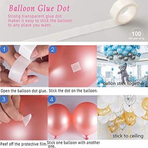 Balloon Arch Garland Decorating Strip Kit with 1 Pcs Tying Tool, 5 Rolls 16 Feet Balloon Tape Strips, 5 Rolls Balloon Glue Point Dots Stickers for Wedding Party Balloon Decorations(11pcs)