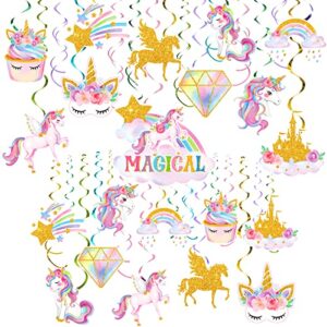 51 Pieces Unicorn Hanging Swirl Decorations Unicorn Party Decorations Unicorn Birthday Decorations for Girls Unicorn Party Supplies Hanging Swirls Rainbow Decor for Birthday Decorations Party Supply