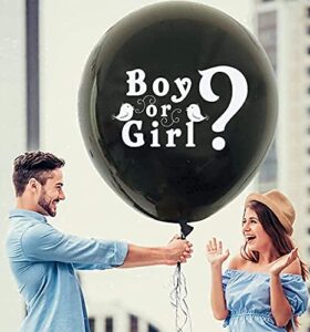 jls baby shower gender reveal jumbo 36 inch giant balloon with heart shape gold, pink and blue confetti | huge balloon boy or girl | balloon gender reveal party | baby shower surprise party | pregnant