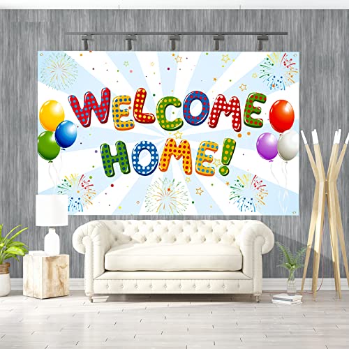 Labakita Welcome Home Backdrops for Housewarming Patriotic Military Decorations, From the Hospital / Welcome Home Sign, Family Party Supplies, Welcome Back Photo Props