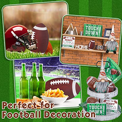 4 Pieces Football Tiered Tray Decor Farmhouse Rustic Football Decorations Football Table Centerpieces Rugby Gnomes Plush Ornament for Fans Club Football Theme Party Supplies Football Season