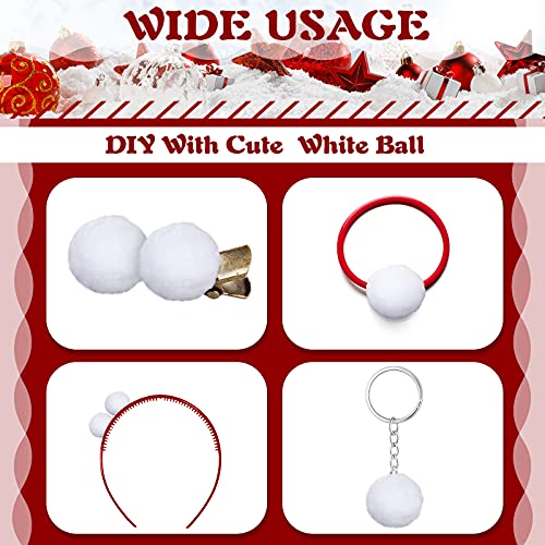 WILLBOND White Faux Fur Pompom Balls Artificial Rabbit Fur DIY Pompoms for Handbag Pendant Keychain Decoration Knitting Hat Accessory (48 Pieces,0.79 Inch)