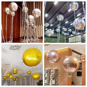 Large 22inch Silver Orbz Balloons Decorations-360 Degree Round Balloons 4D Sphere Mylar Foil for Baby Shower,Wedding,Bachelorette,Birthday Party Supplies