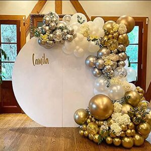 Beliueyes Balloon Garland Arch Kit 112 Pcs Metallic Golden, Metallic Silver and White Balloons Set for Wedding Birthday Bachelorette Engagements Anniversary Party Backdrop DIY Decorations