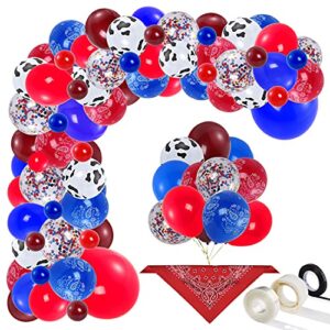 western cowboy balloon garland red blue coffee cow cowboy latex balloons confetti balloon bandana for baby shower birthday party decorations