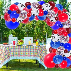 Western Cowboy Balloon Garland Red Blue Coffee Cow Cowboy Latex Balloons Confetti Balloon Bandana for Baby Shower Birthday Party Decorations