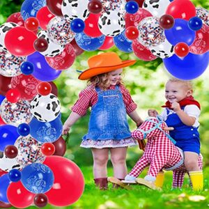 Western Cowboy Balloon Garland Red Blue Coffee Cow Cowboy Latex Balloons Confetti Balloon Bandana for Baby Shower Birthday Party Decorations