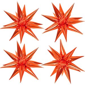 CYMYLAR 50pcs Orange 26'' Huge Explosion Star Foil Balloons, Silver Starburst Cone Mylar Balloons Spike Point Star Balloons for Birthday Party Wedding Baby Shower Photo Booth Backdrop Decoration