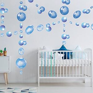 Transparent Bubble Garlands Mermaid Party Decoration Colored Blue Flat Cutouts Hanging Streamer for Birthday Baptism Wedding Ocean Wall Decal Baby Shower Under Sea Festal Kid Room Photo Props (Blue)