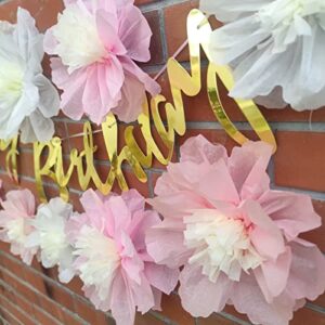 Mybbshower Light Tissue Paper Flower for Wedding Birthday Bridal Shower Home Decor Nursery Party Pack of 9 (Pinks White)