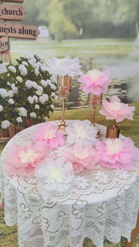 Mybbshower Light Tissue Paper Flower for Wedding Birthday Bridal Shower Home Decor Nursery Party Pack of 9 (Pinks White)