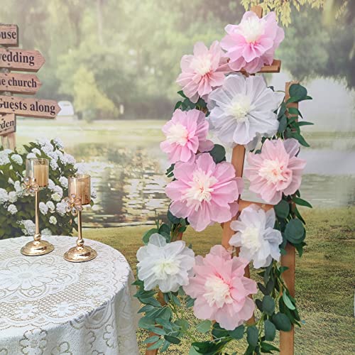 Mybbshower Light Tissue Paper Flower for Wedding Birthday Bridal Shower Home Decor Nursery Party Pack of 9 (Pinks White)