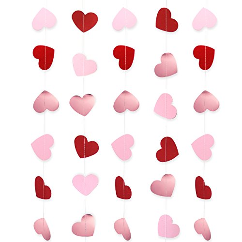 Heart Garland Banner Valentine's Day Decorations, Wedding Decor, Mother's Day| Paper Heart Hanging Banner | Engagement Decorations, Baby Shower Bridal Love Anniversary | Valentines Photo Props | Background decor, Wall Decorations, Curtain and Window Displ