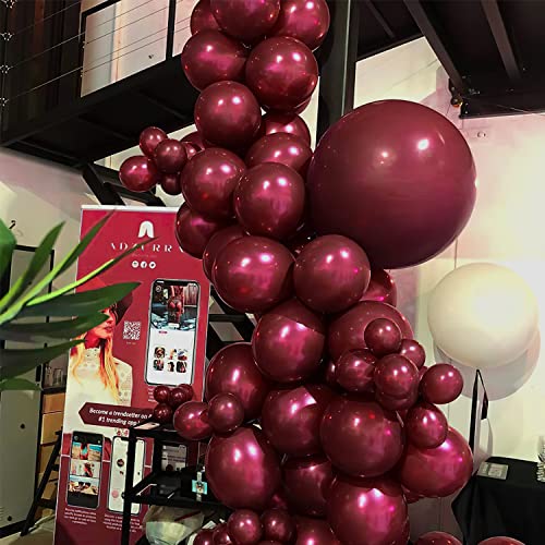 Kozee Burgundy Balloons different sizes 105 PACK 18+10+5 inch Maroon balloon Garland kit For Wedding Birthday anniversary decorations (Burgundy Pearl)