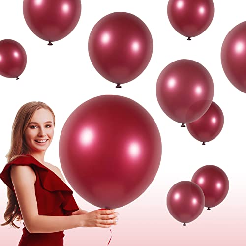 Kozee Burgundy Balloons different sizes 105 PACK 18+10+5 inch Maroon balloon Garland kit For Wedding Birthday anniversary decorations (Burgundy Pearl)