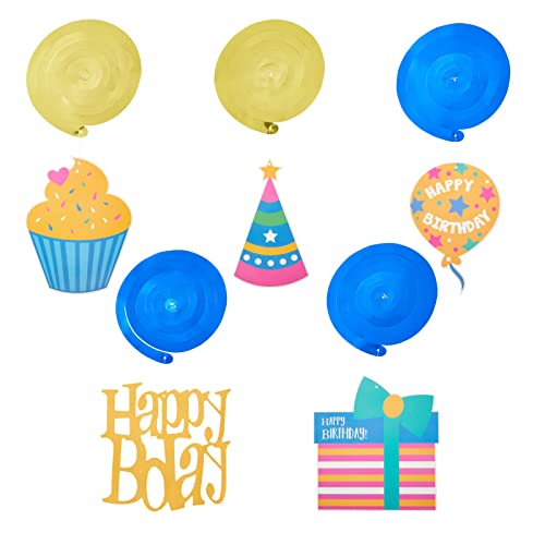 BLUE PANDA 30 Pack Hanging Happy Birthday Swirl Decorations, Party Streamers for Ceiling (35-38 in)
