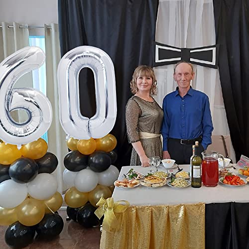 TONIFUL 50 Inch Large Silver Number Balloons 0-9, Foil Mylar Big Digital Balloon Number 0 Digit zero for Birthday Party, Wedding, Bridal Shower, Engagement, Photo Shoot, Anniversary (Silver zero)