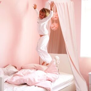 Posh Winkles Princess Bed Canopy for Girls Room with pom poms - Kids Canopy Bed, Reading Nook for Kids, Princess Room Decor, Crib Canopy Bed Curtains, Toddler Bed Canopy, Pink Canopy for Girls Bed