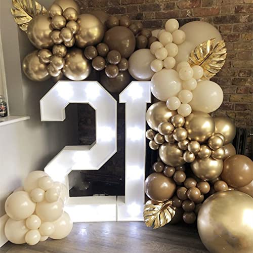 Khaki Balloon Arch Garland Kit-Ivory Balloon Gold Balloon 134Pcs for Baby Shower,Birthday,Gender Reveal,Wedding,Christmas Party Decoration.