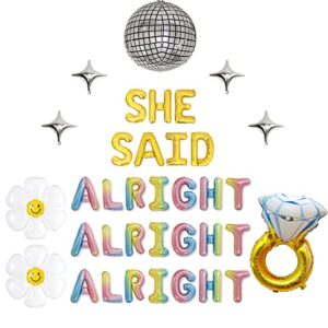 she said alright alright alright balloon banner dazed and engaged banner for dazed and engaged bachelorette party 60s 70s retro bachelorette tie dye bachelorette party decorations